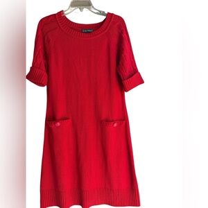 Red sweater dress by Jessica Howard size medium midi below the knee